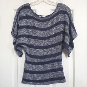 Vintage 90s Lightweight Sweater Top Angel Sleeves Navy Blue